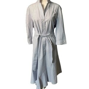 Lafayette 148 Cotton Belted Shirt Dress Size Large